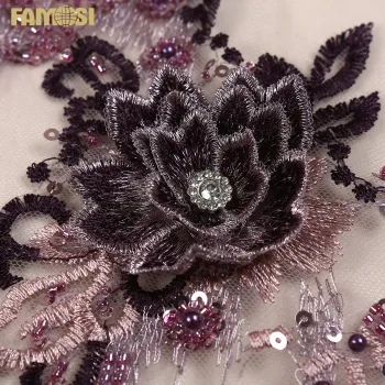 Luxury Bridal Tulle Lace Fabric with Beads and Sequin Embroidery for Wedding Dresses