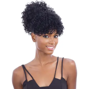 Afro Kinky Curly puff Plain Ponytail with Bangs Ponytail Hair Extensions Drawstring Synthetic Hair Ponytail Long Natural