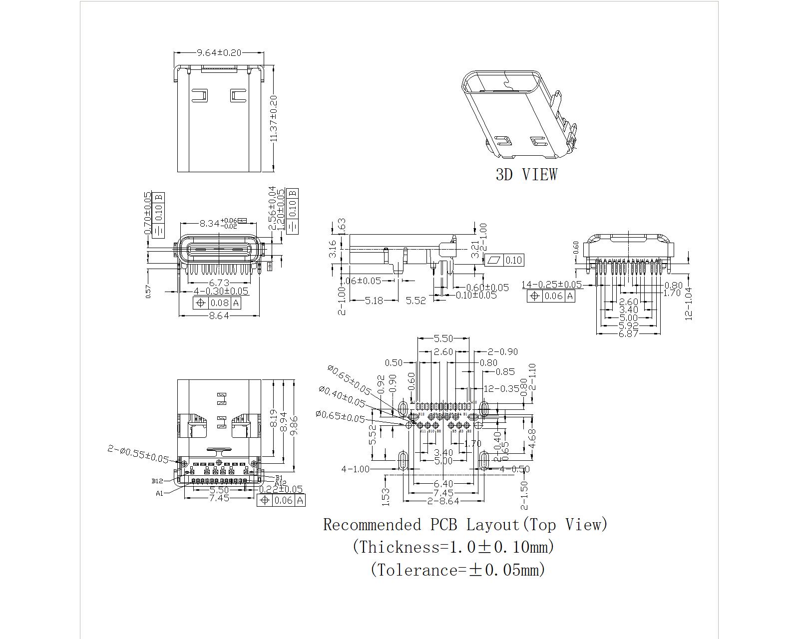 U3.1FR01-SDXXX USB3.1 Receptacle C Type Shell