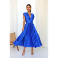 Short sleeve puff sleeve long flowing dress