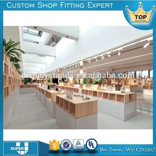 natural fresh wood retail furniture computer shop interior design
