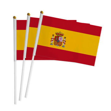 Sunshine Custom Spain Mini Hand Hold Red Yellow Flags for Team Sports and Football