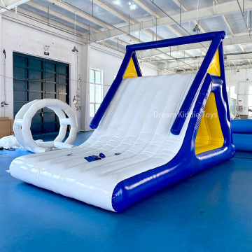 Triangle Inflatable Floating Island Water Slide for Beach and Lake