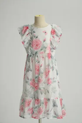 Pink Rose Chiffon Girl Dress