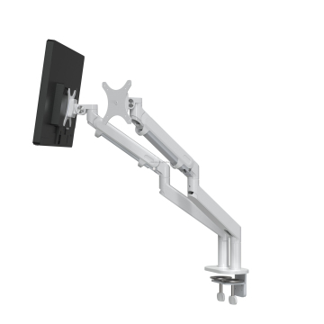 Quick-Release Clamp Dual-Arm LCD Screen Bracket: Easy Installation, 360° Rotation, Steel & Aluminum Alloy Construction - Stock-Silver Table Mount