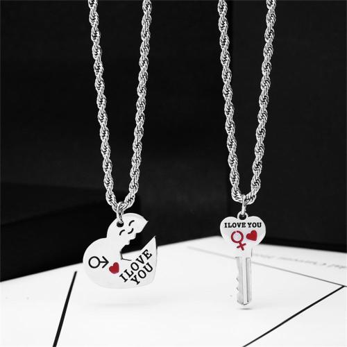 Couple a love key puzzle necklace