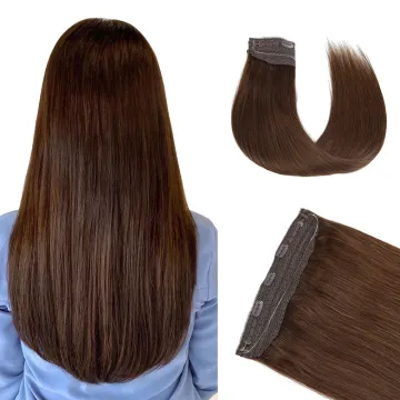HTHAIR Remy Russian Fish Line Silky Straight Halo Hair Extensions