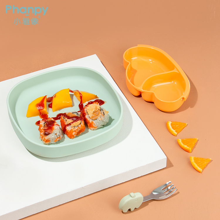 Non-Slip Silicone Toddler Snack Plate Baby Suction