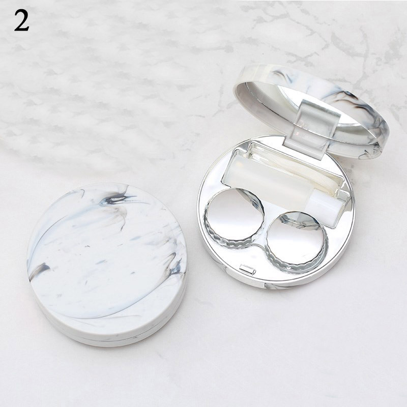 Marble Surface Contact Lenses Case With Mirror Travel Glasses Lenses Box For Eyes Care Kit Soaking Contact Lenses Eyewear