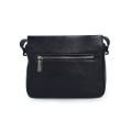 Black Leather Crossbody Bag Purse With Zipper Pocket