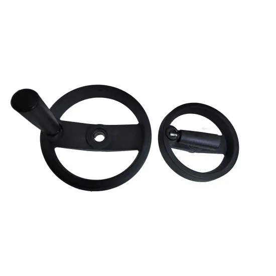 Nylon Lathe Machine Tool Handwheel with Folding Handle and Black Double Spokes