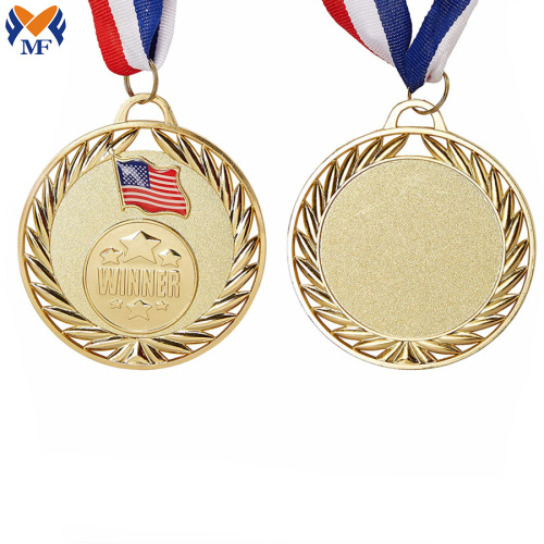 Custom gold award flag medals