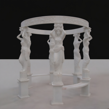 Elegant Marble Gazebo with Mythological Design