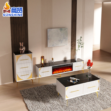 Modern Living Room Furniture TV Stand with Fireplace Console Set