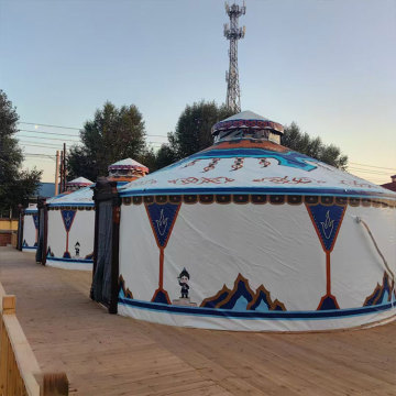 Baked Lacquer Mongolian Yurt Steel Frame 4M White Tents