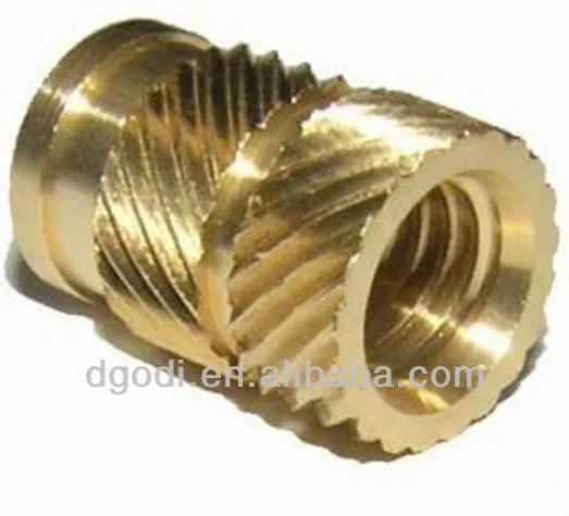 brass, copper knurled insert nut for insert molding