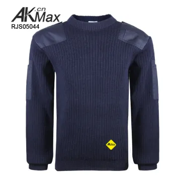 Navy bule Security woolen sweater Combat Light-weight Breathable pullover jumper with patches