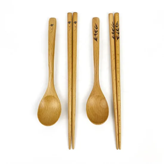 Personalized Flatware Set: New Arrival Wooden Chopsticks and Spoon with Custom Logo Box Set