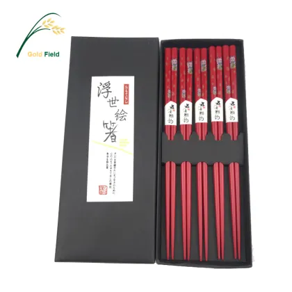Red Durable Lucky Cat Wood Chopsticks