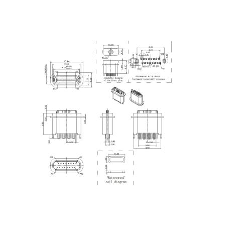 16P Female Waterproof 180° DIP L6.8mm Connector