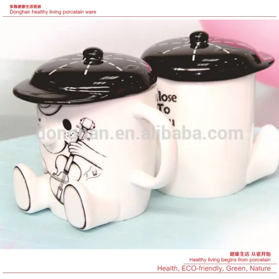 ceramic mug with cap shape lid made in china factory directly,
