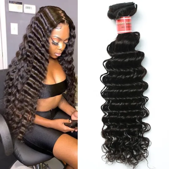Deep wave bundle 100% brazilian remy virgin grade hair for black women deep wave bundles