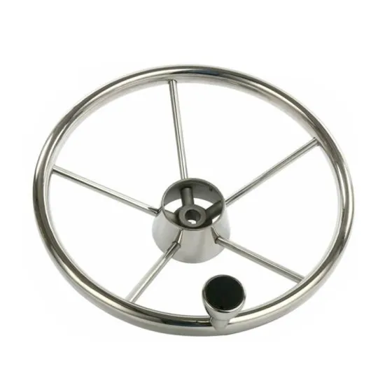 Xin Xing Stainless Steel High Mirror Polish 5 Spoke Boat Steering Wheel with Knob
