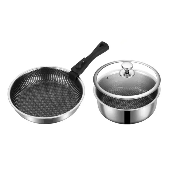 Large Capacity Stainless Steel No stick Honeycomb Cookware  With Detachable Handle