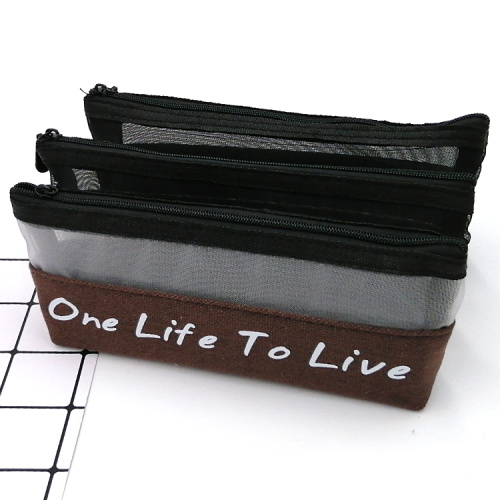 Nylon Mesh Pencil Case Unisex one life to live mesh pencil case Factory