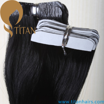 24inch natural black silky straight human hair tape hair extension