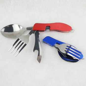 Foldable Camping Cutlery Set: Portable Spoon Fork Knife for Outdoor