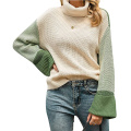 Suéter de gola alta de manga comprida feminina