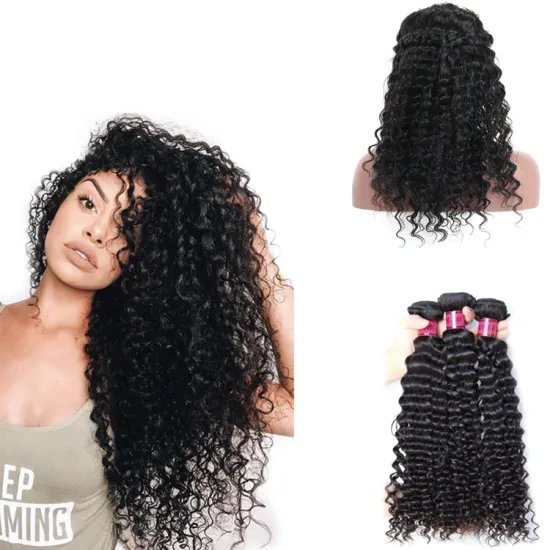 Soft deep curl hair extension new cheap mongolian 360 frontal