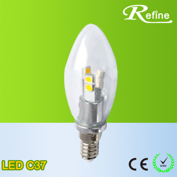High quality indoor 5w led candle bulb C37 led candle lamp E14