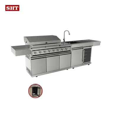 Commercial BBQ Gas Grill Machine Outdoor Kitchen Cabinet