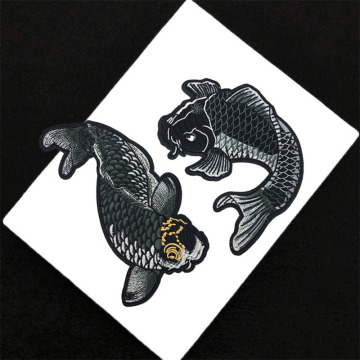 Black carp Embroidery patch DIY New High quality Clothing decals garment accessories Cloth sticker Sew iron-on