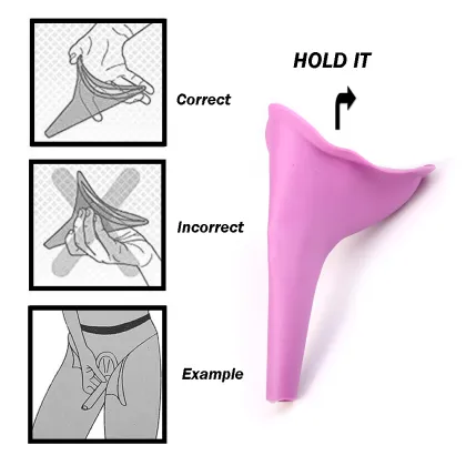 Spill free medical level silicone portable female Urinal, female urination device for standing up pee