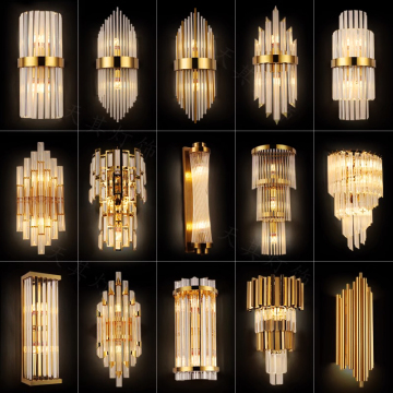 Cheap Traditional Indoor Crystal Bedside Hotel Room Cristal Wall Mirror Lamp Lighting