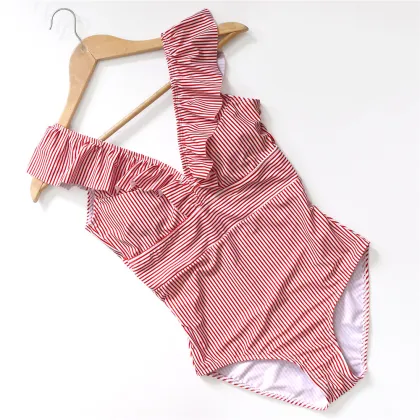 YOUEME 2019 Sexy Retro Blue Striped Swimsuit