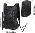 3D στερεοφωνικό κρανίο Backpack πριτσίνι punk backpack black metal