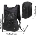 3D stéréo crâne sac à dos rivet punk sac à dos noir metal