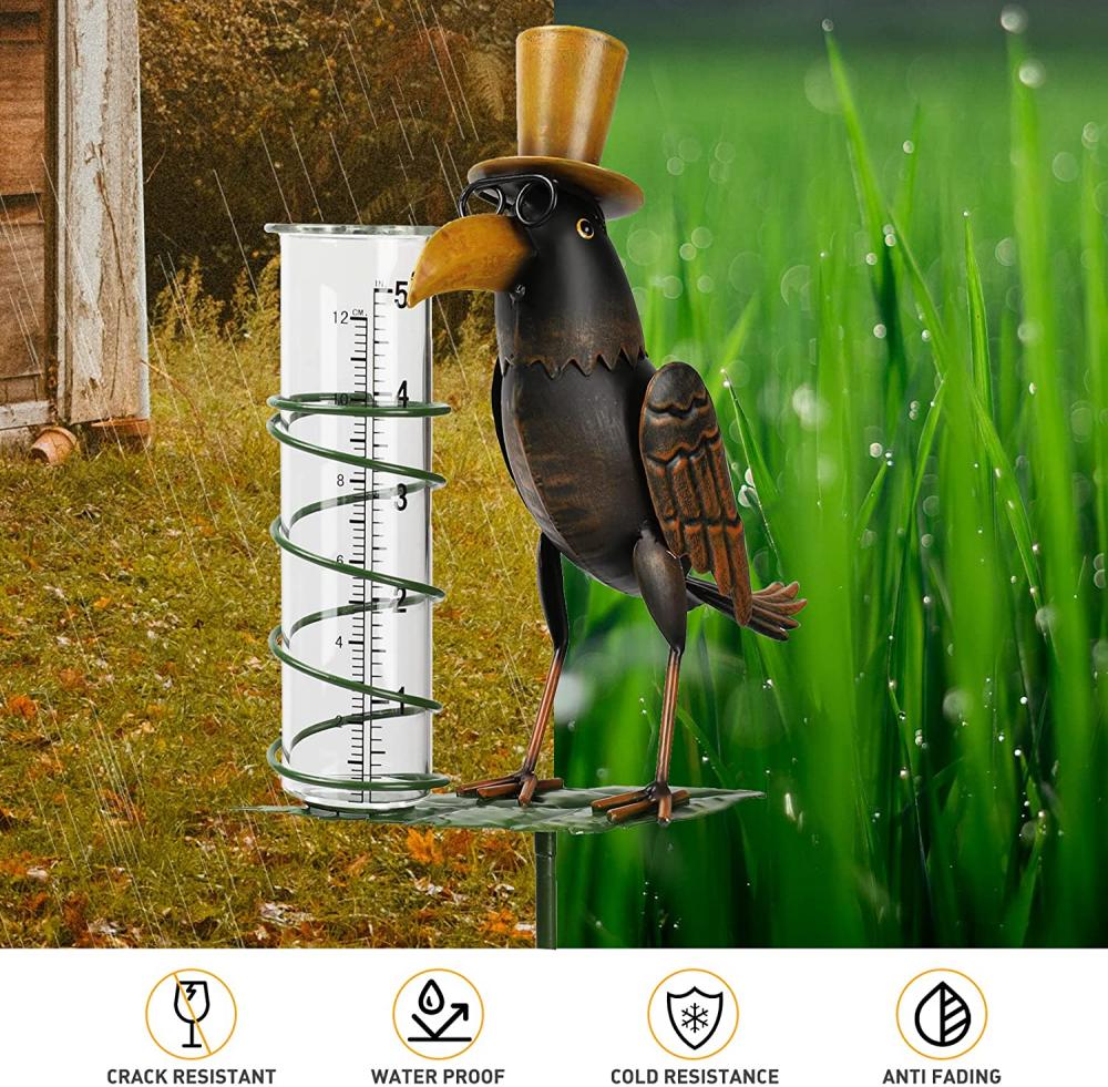 Bird Rain Gauge Stage pour Garden Stakes Decor