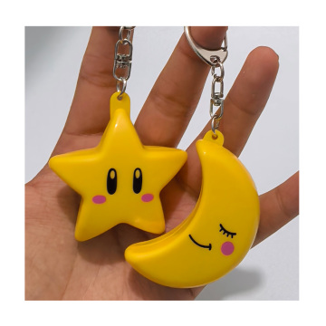 Glowing Star and Moon Keychain