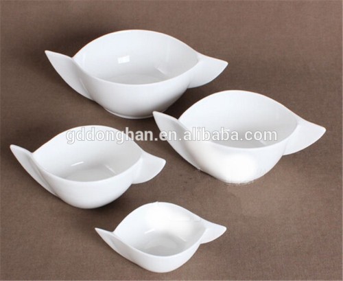 two handle White Ceramic Snack Bowl