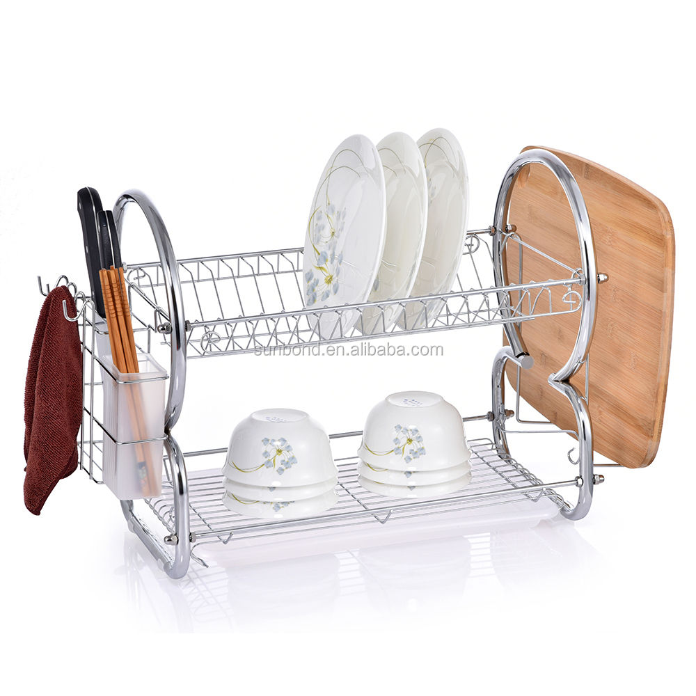 8 shaped 2 tier display dish drainer rack