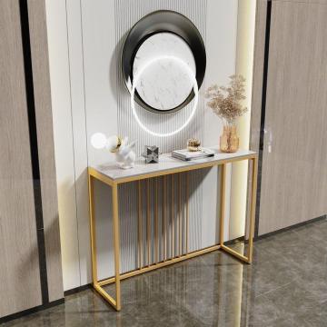 Luxe metalen kunstontwerper Hotel Hall Roestvrij staal woonkamerconsole tafel met spiegel