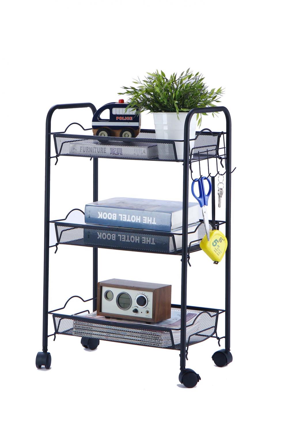 3 Tier Utility Rolling Cart Storage Organizer Black 6 Jpg