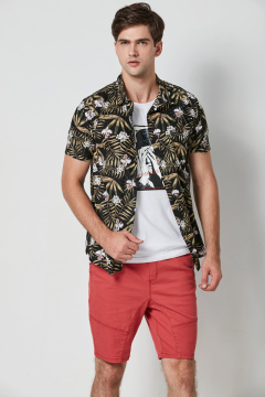 casual hawaii printed viscose short sleeve mens shirts
