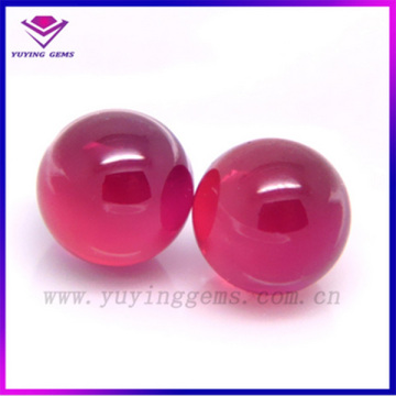 Cabochon Face Cut High Quality Created Ruby Corundum Ball Gemstone Beads