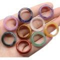 Crazy Agate 6T Stone Band Rings for Women Men Healing Chakra Stackable Ring Balance Energy